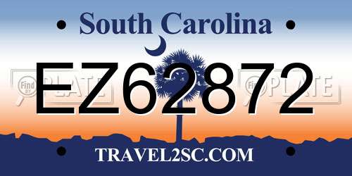 EZ62872 South Carolina License Plate