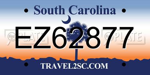 EZ62877 South Carolina License Plate