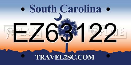 EZ63122 South Carolina License Plate