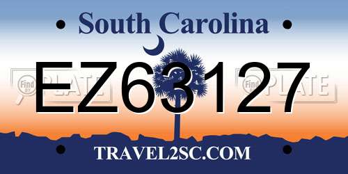 EZ63127 South Carolina License Plate