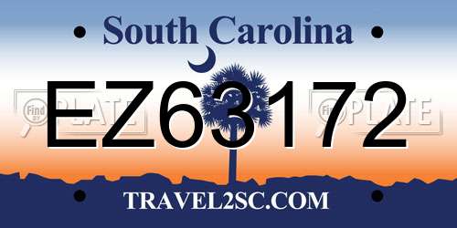 EZ63172 South Carolina License Plate