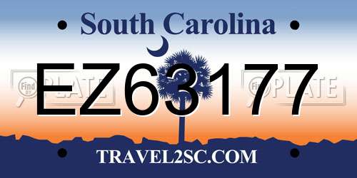 EZ63177 South Carolina License Plate