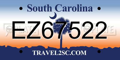 EZ67522 South Carolina License Plate