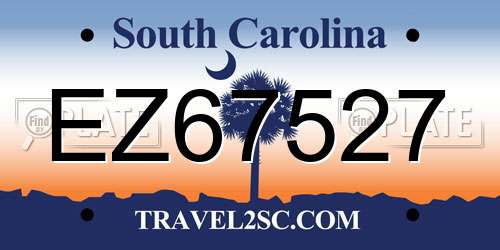 EZ67527 South Carolina License Plate
