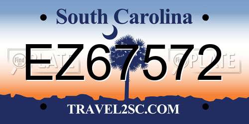 EZ67572 South Carolina License Plate