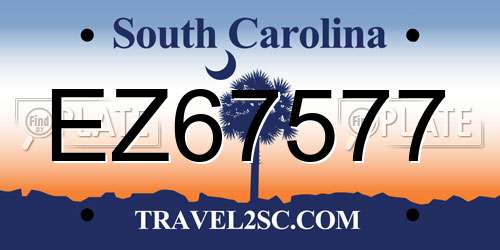 EZ67577 South Carolina License Plate