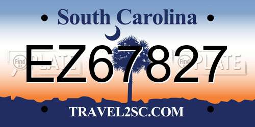 EZ67827 South Carolina License Plate