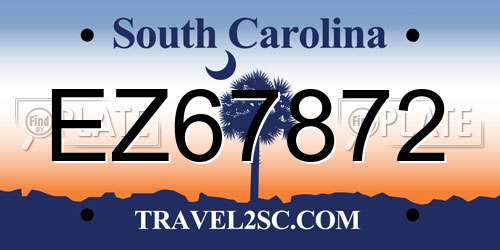 EZ67872 South Carolina License Plate