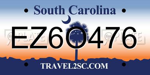 EZ6O476 South Carolina License Plate
