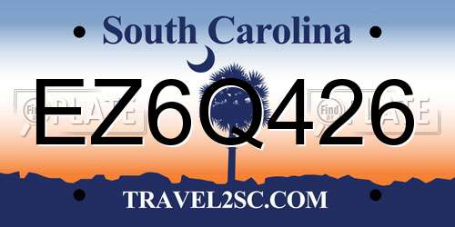 EZ6Q426 South Carolina License Plate