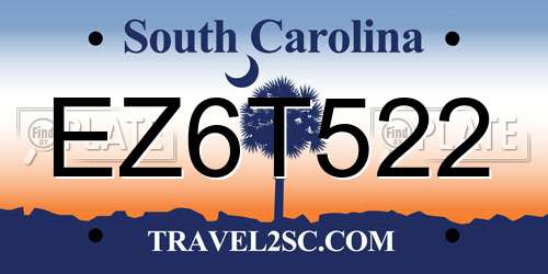 EZ6T522 South Carolina License Plate