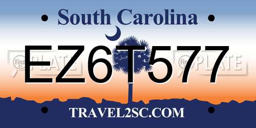EZ6T577 South Carolina License Plate