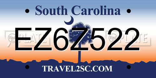 EZ6Z522 South Carolina License Plate