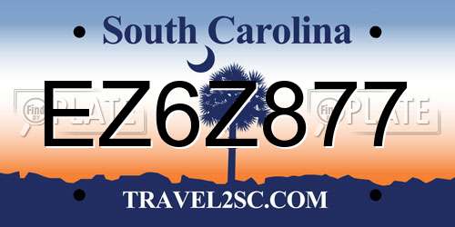 EZ6Z877 South Carolina License Plate