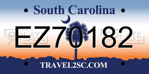 EZ70182 South Carolina License Plate