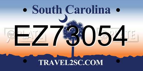 EZ73054 South Carolina License Plate