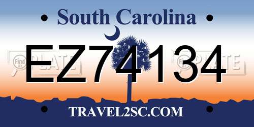EZ74134 South Carolina License Plate