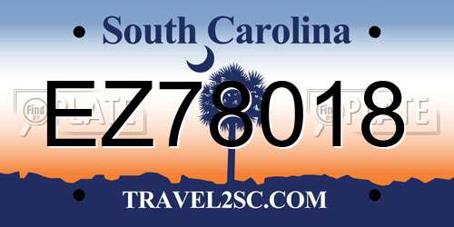 EZ78018 South Carolina License Plate