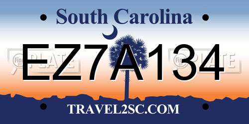 EZ7A134 South Carolina License Plate