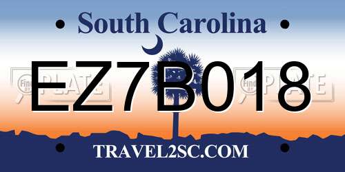 EZ7B018 South Carolina License Plate