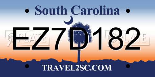 EZ7D182 South Carolina License Plate