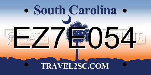 EZ7E054 South Carolina License Plate