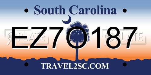 EZ7O187 South Carolina License Plate