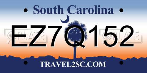EZ7Q152 South Carolina License Plate