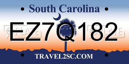 EZ7Q182 South Carolina License Plate