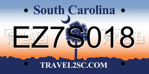 EZ7S018 South Carolina License Plate