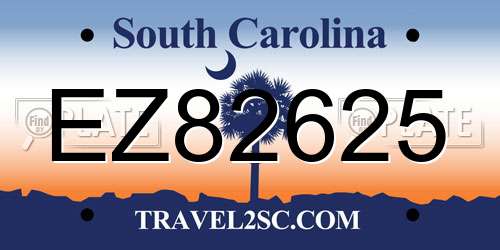 EZ82625 South Carolina License Plate