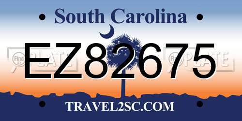 EZ82675 South Carolina License Plate