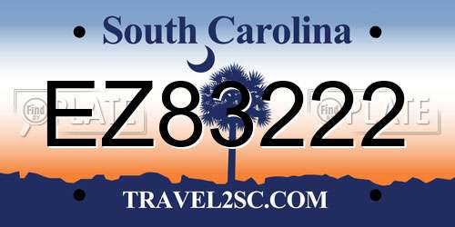 EZ83222 South Carolina License Plate