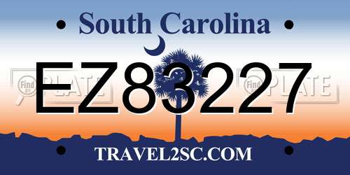 EZ83227 South Carolina License Plate