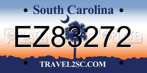 EZ83272 South Carolina License Plate