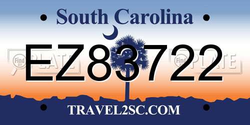 EZ83722 South Carolina License Plate