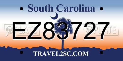 EZ83727 South Carolina License Plate