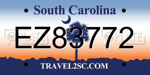 EZ83772 South Carolina License Plate