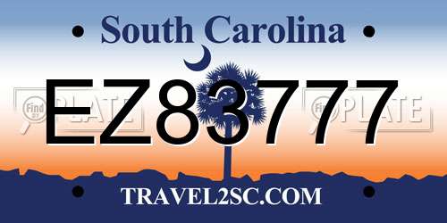 EZ83777 South Carolina License Plate