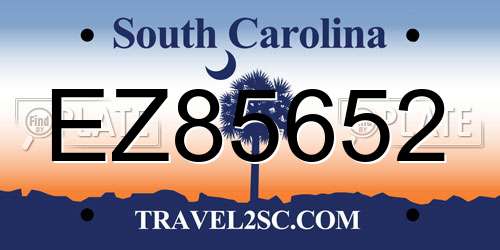 EZ85652 South Carolina License Plate
