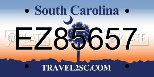 EZ85657 South Carolina License Plate