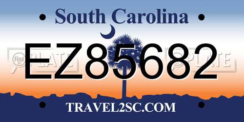 EZ85682 South Carolina License Plate