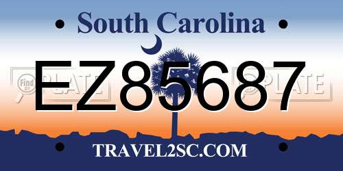 EZ85687 South Carolina License Plate