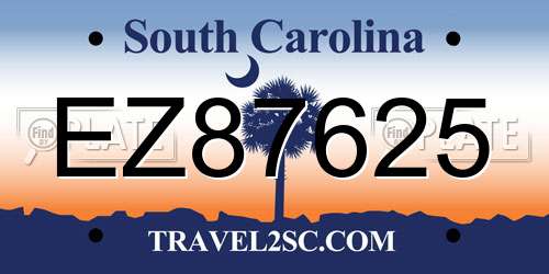 EZ87625 South Carolina License Plate