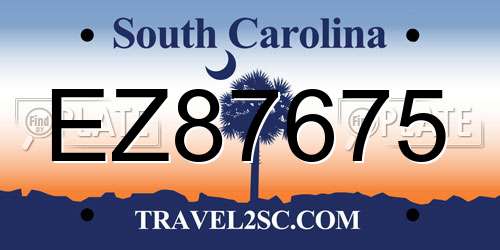 EZ87675 South Carolina License Plate