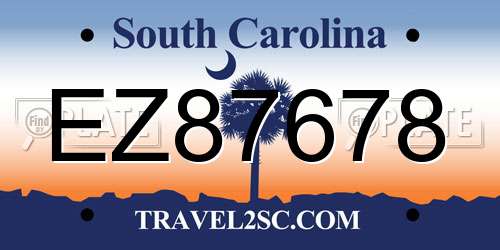 EZ87678 South Carolina License Plate