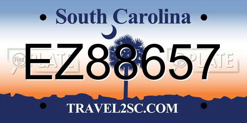 EZ88657 South Carolina License Plate