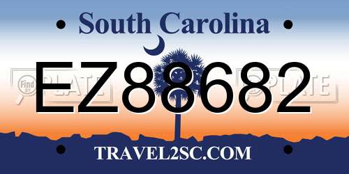 EZ88682 South Carolina License Plate