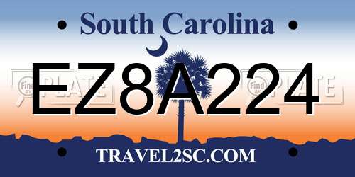 EZ8A224 South Carolina License Plate