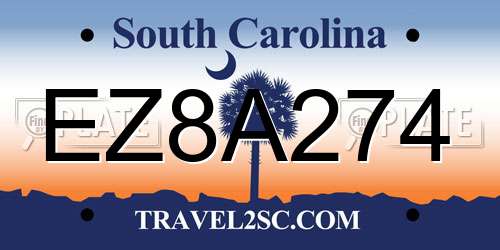 EZ8A274 South Carolina License Plate